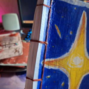 Photo of a custom handmade sketchbook with japanese bookbinding